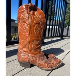 Vintage Hondo Boots Men's 10 C Exotic Snake Skin Western Cowboy Made In Mexico